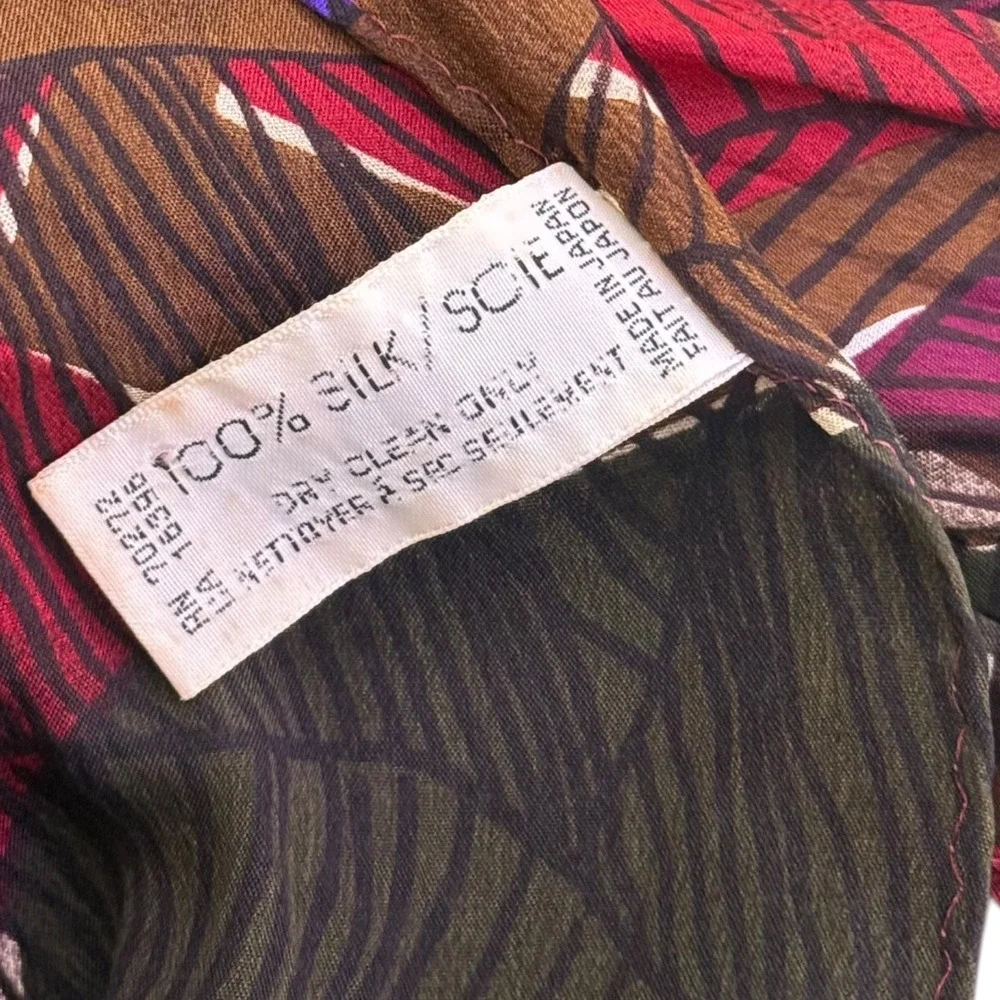 VTG‎ Made in Japan 100% Silk Scarf Ethnic Print Liz Claiborne Earthy BOHO 53